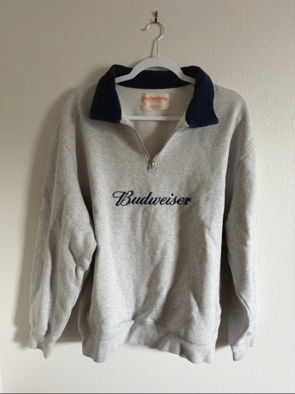 Budweiser Quarter Zip with Corduroy Collar